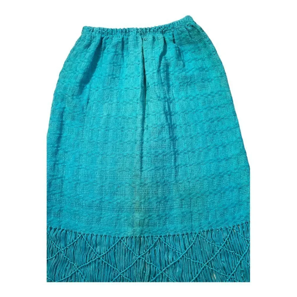 Women’s Aqua Reef Fringe Midi Skirt Size M